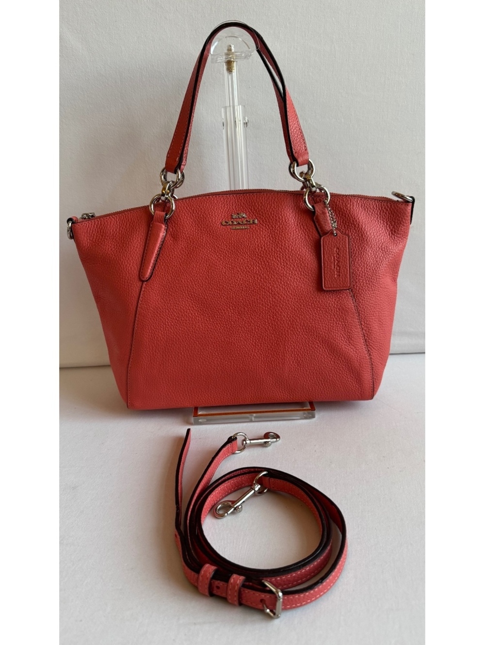 Coach Kelsey Small Satchel Coral Leather 2-Way Shoulder Crossbody F28993